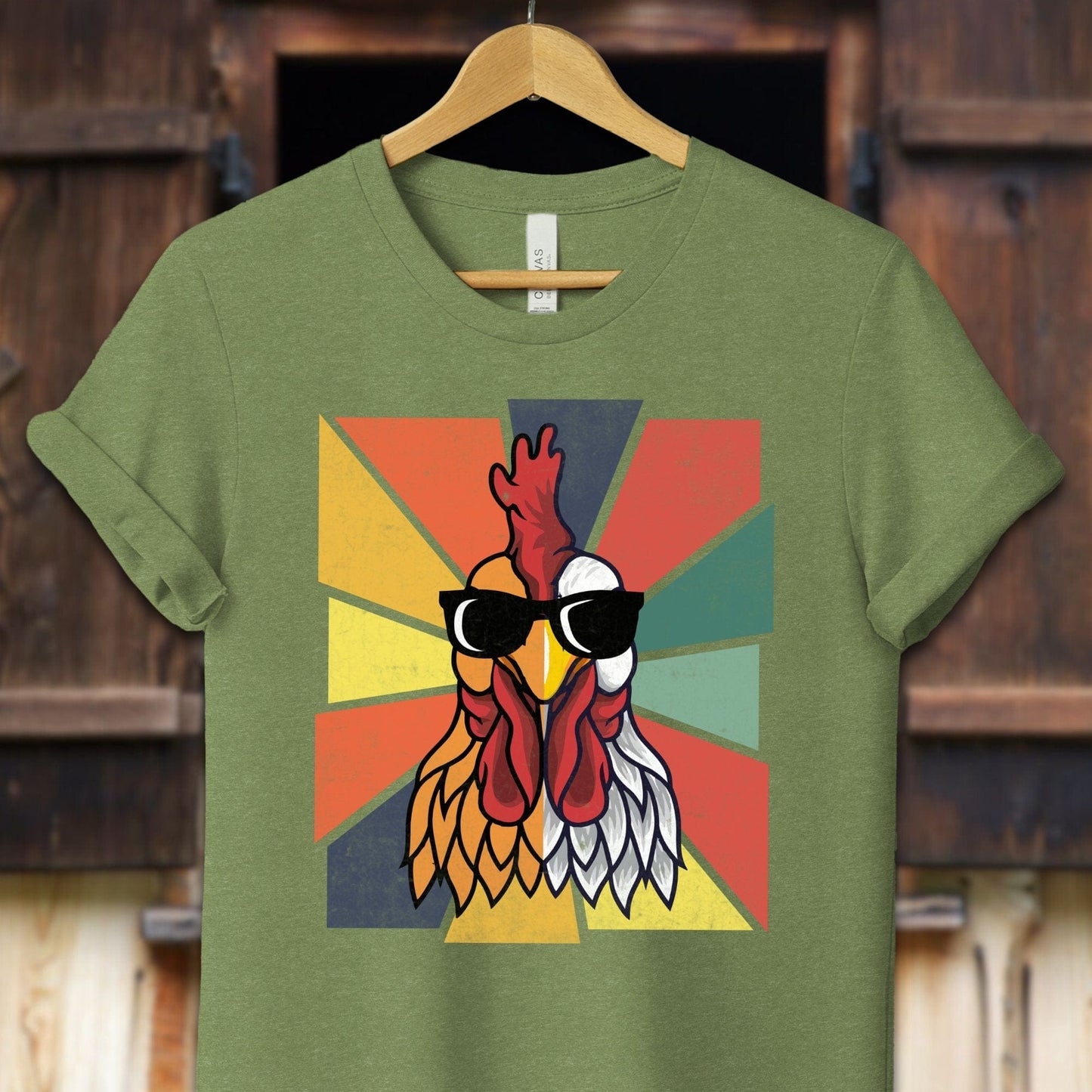 Unisex Shirt Adult T-Shirt / XS / Heather Green Cool Rooster Shirt