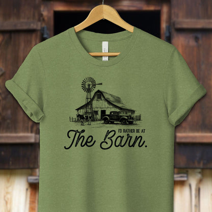 Unisex Shirt Adult T-Shirt / XS / Heather Green I'd Rather Be At The Barn Shirt