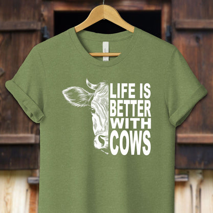 Unisex Shirt Adult T-Shirt / XS / Heather Green Life Is Better With Cows Shirt