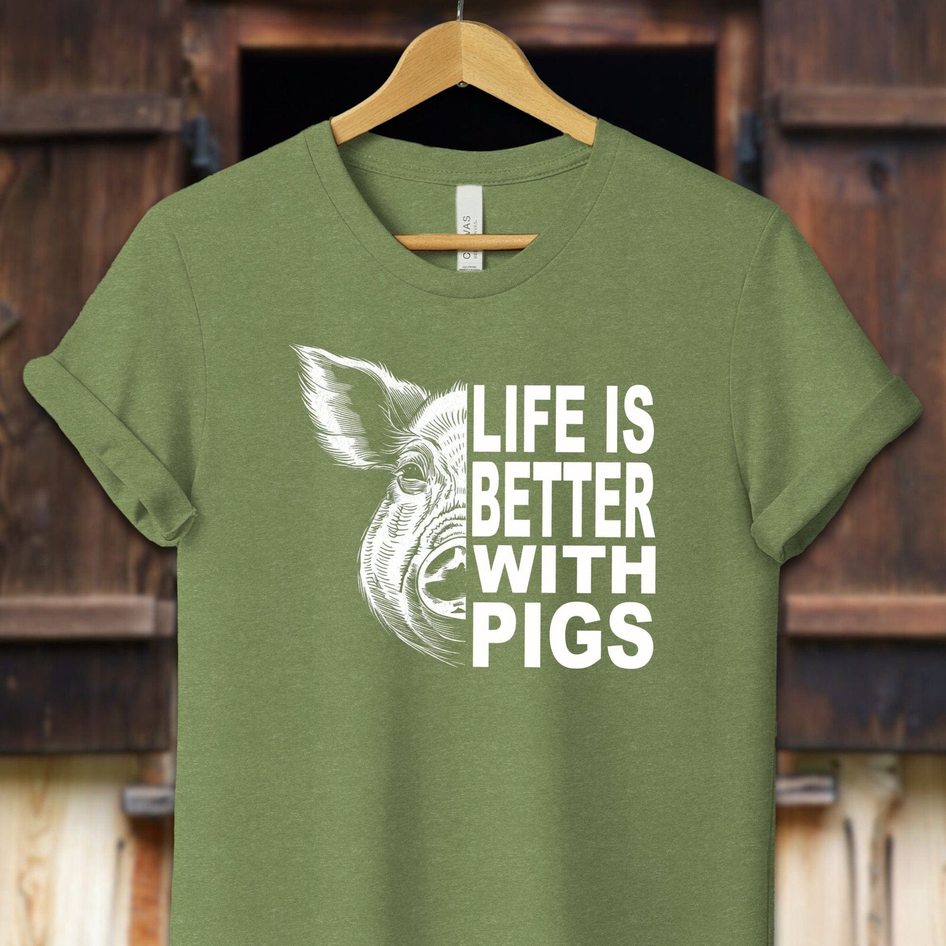 Unisex Shirt Adult T-Shirt / XS / Heather Green Life is Better with Pigs Shirt