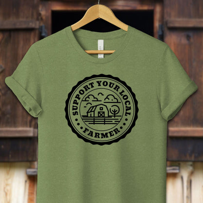 Unisex Shirt Adult T-Shirt / XS / Heather Green Support Your Local Farmer Shirt