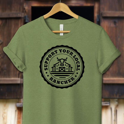 Unisex Shirt Adult T-Shirt / XS / Heather Green Support Your Local Rancher Shirt