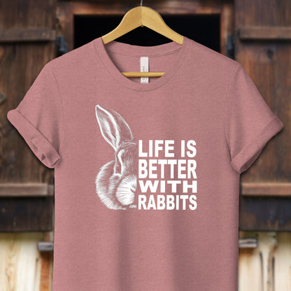 Unisex Shirt Adult T-Shirt / XS / Heather Mauve Life Is Better With Rabbits Shirt