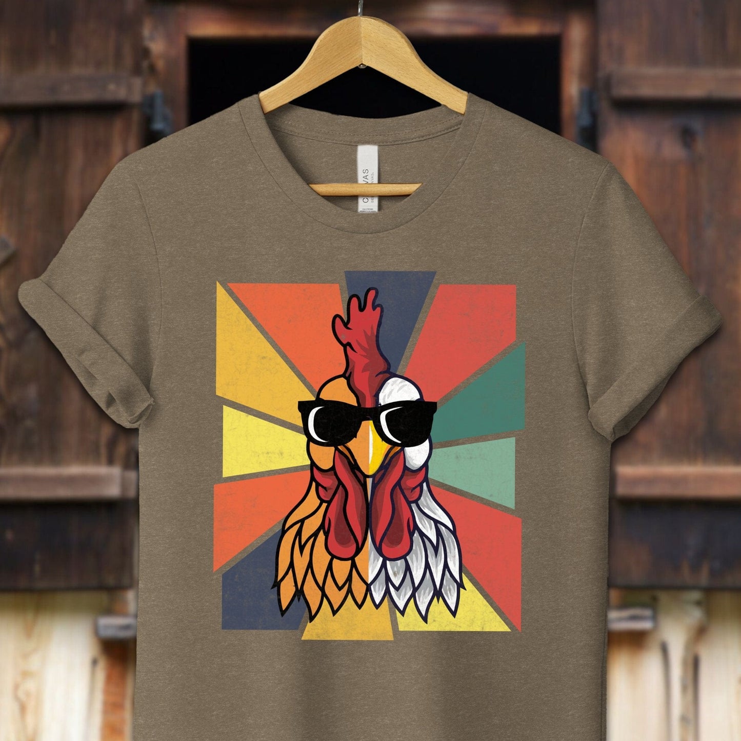 Unisex Shirt Adult T-Shirt / XS / Heather Olive Cool Rooster Shirt