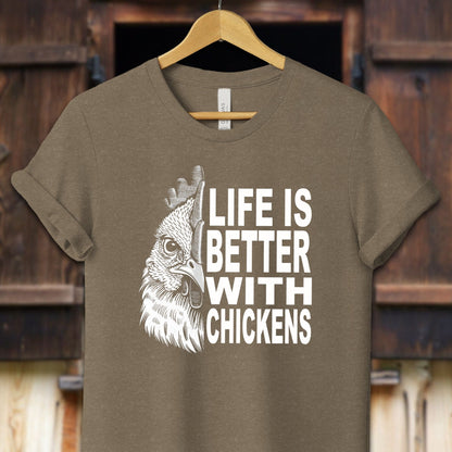 Unisex Shirt Adult T-Shirt / XS / Heather Olive Life Is Better With Chickens Shirt