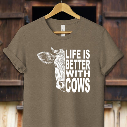 Unisex Shirt Adult T-Shirt / XS / Heather Olive Life Is Better With Cows Shirt