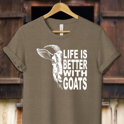 Unisex Shirt Adult T-Shirt / XS / Heather Olive Life Is Better With Goats Shirt