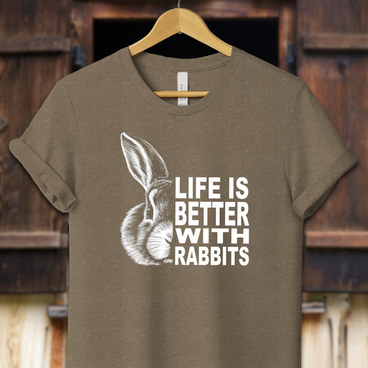 Unisex Shirt Adult T-Shirt / XS / Heather Olive Life Is Better With Rabbits Shirt