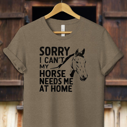 Unisex Shirt Adult T-Shirt / XS / Heather Olive Sorry I Can't Shirt