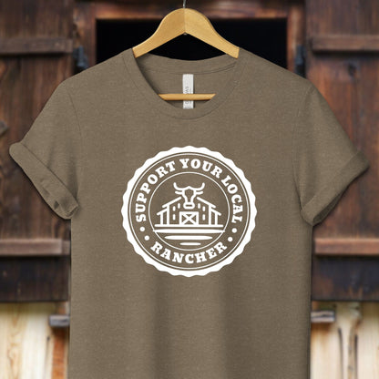 Unisex Shirt Adult T-Shirt / XS / Heather Olive Support Your Local Rancher Shirt