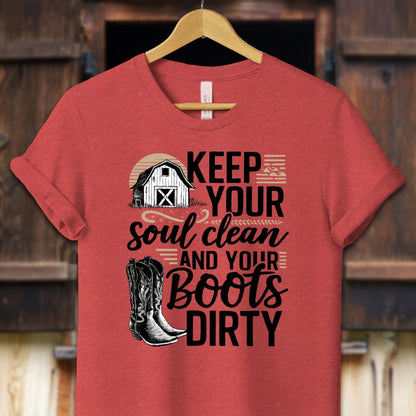 Unisex Shirt Adult T-Shirt / XS / Heather Red Clean Soul and Dirty Boots Shirt