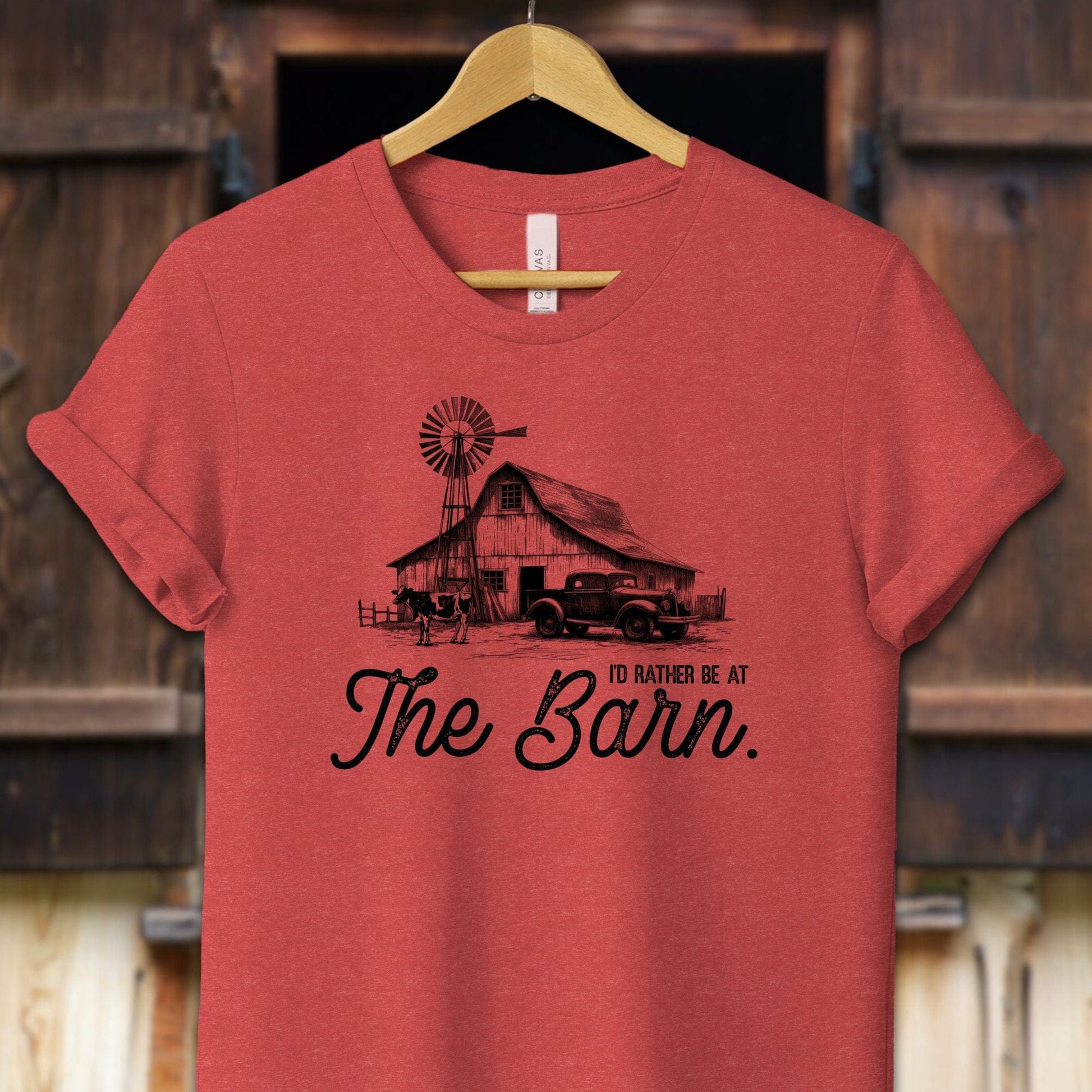 Unisex Shirt Adult T-Shirt / XS / Heather Red I'd Rather Be At The Barn Shirt