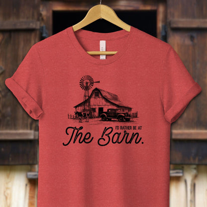 Unisex Shirt Adult T-Shirt / XS / Heather Red I'd Rather Be At The Barn Shirt