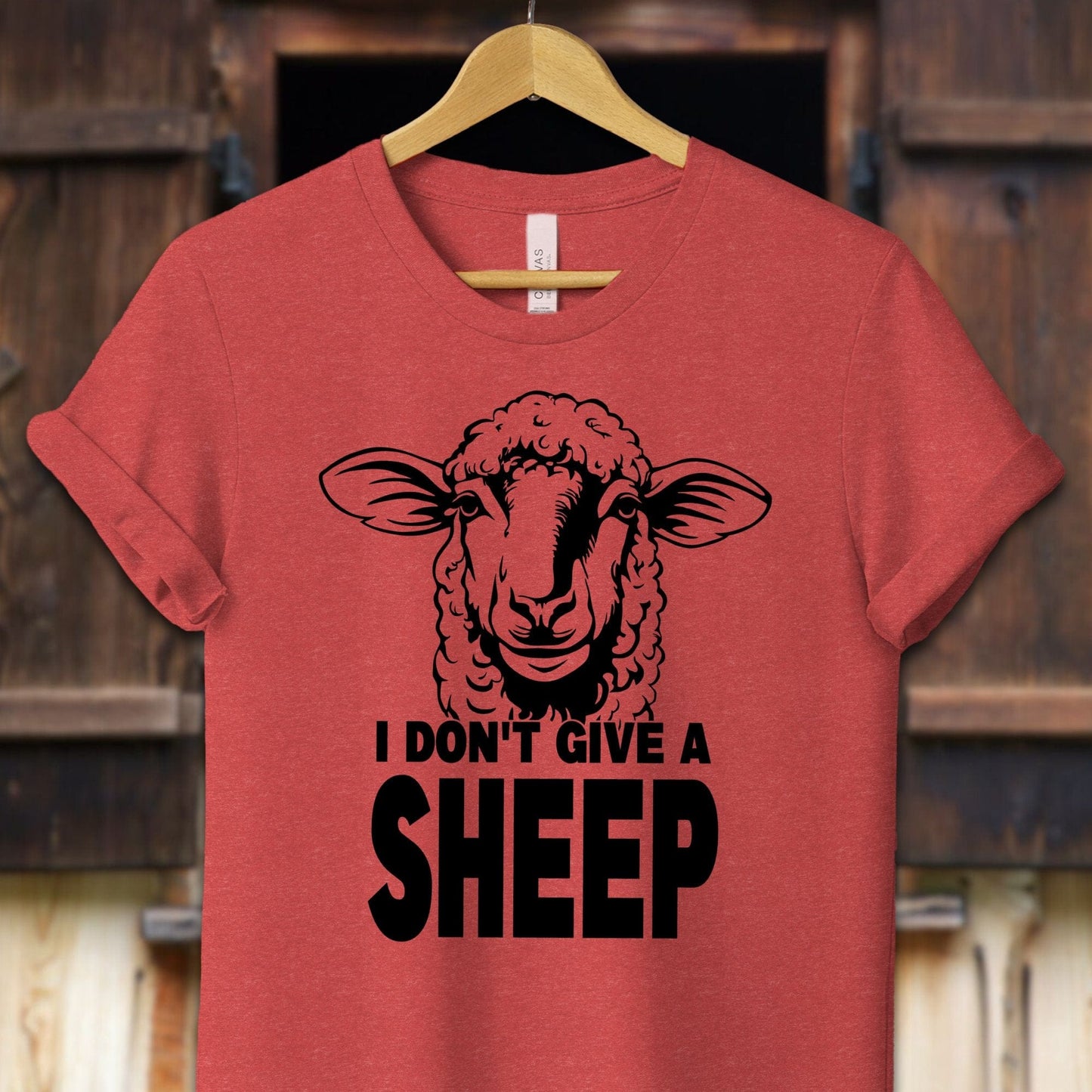 Unisex Shirt Adult T-Shirt / XS / Heather Red I Don't Give A Sheep Shirt