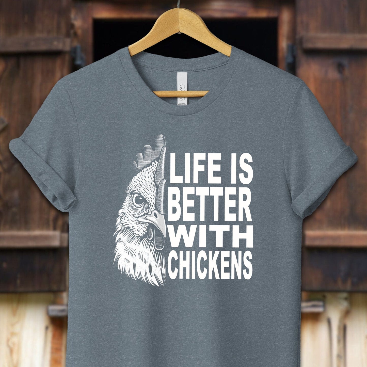 Unisex Shirt Adult T-Shirt / XS / Heather Slate Life Is Better With Chickens Shirt