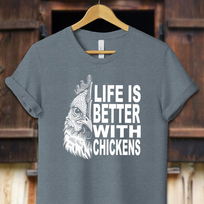 Unisex Shirt Adult T-Shirt / XS / Heather Slate Life Is Better With Chickens Shirt