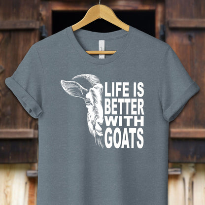 Unisex Shirt Adult T-Shirt / XS / Heather Slate Life Is Better With Goats Shirt