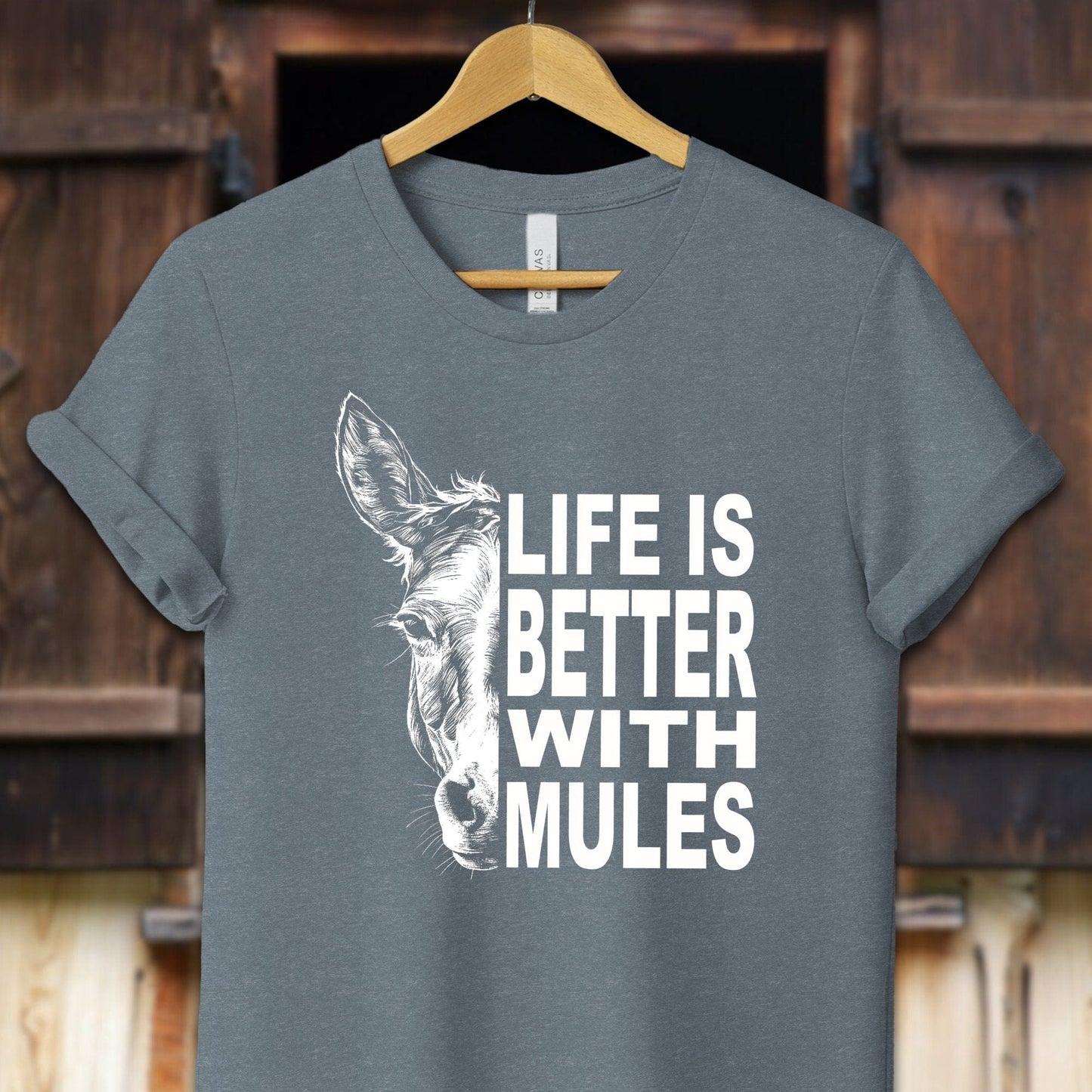 Unisex Shirt Adult T-Shirt / XS / Heather Slate Life Is Better With Mules Shirt