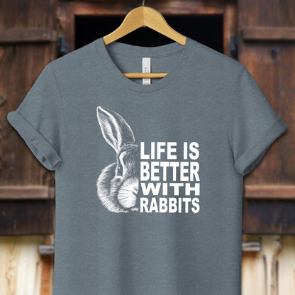 Unisex Shirt Adult T-Shirt / XS / Heather Slate Life Is Better With Rabbits Shirt