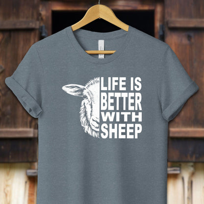 Unisex Shirt Adult T-Shirt / XS / Heather Slate Life Is Better With Sheep Shirt