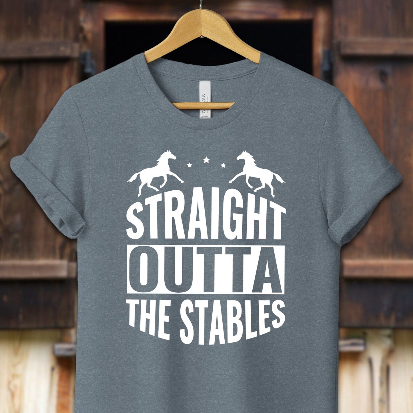 Unisex Shirt Adult T-Shirt / XS / Heather Slate Straight Outta The Stables Shirt