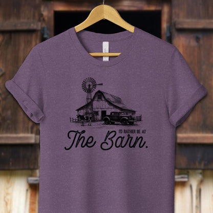 Unisex Shirt Adult T-Shirt / XS / Heather Team Purple I'd Rather Be At The Barn Shirt