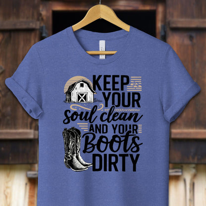 Unisex Shirt Adult T-Shirt / XS / Heather True Royal Clean Soul and Dirty Boots Shirt