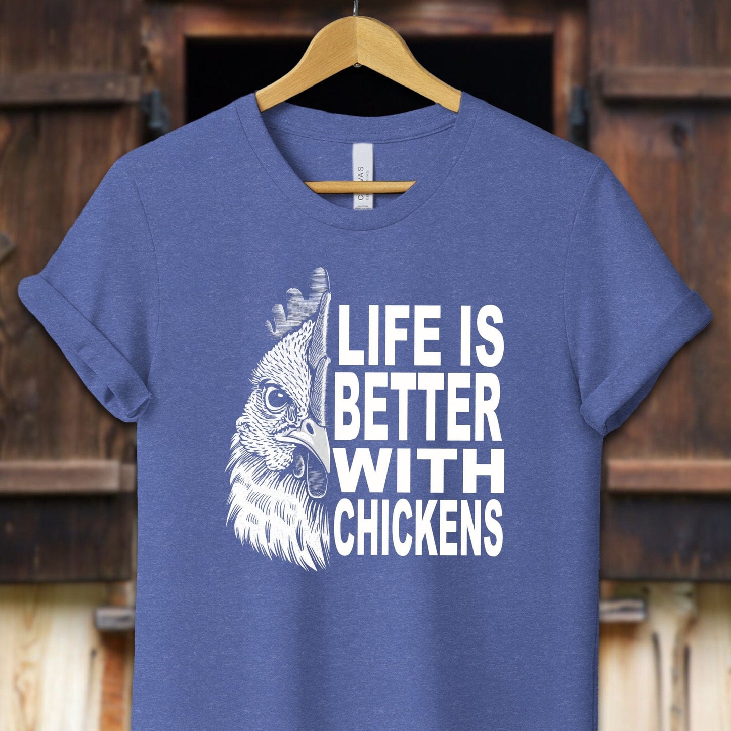 Unisex Shirt Adult T-Shirt / XS / Heather True Royal Life Is Better With Chickens Shirt