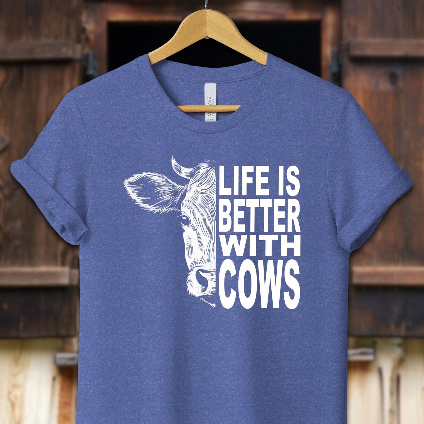 Unisex Shirt Adult T-Shirt / XS / Heather True Royal Life Is Better With Cows Shirt