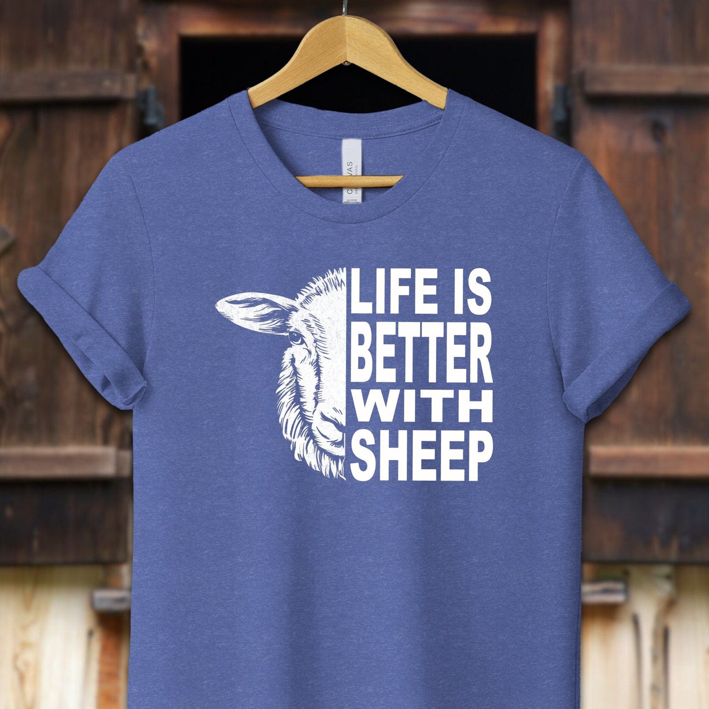 Unisex Shirt Adult T-Shirt / XS / Heather True Royal Life Is Better With Sheep Shirt