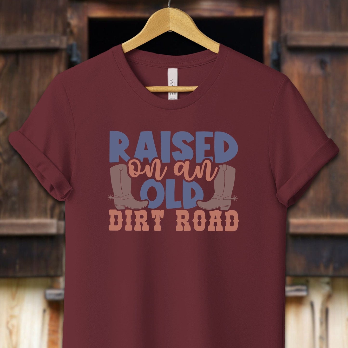 Unisex Shirt Adult T-Shirt / XS / Maroon Raised on an Old Dirt Road Shirt