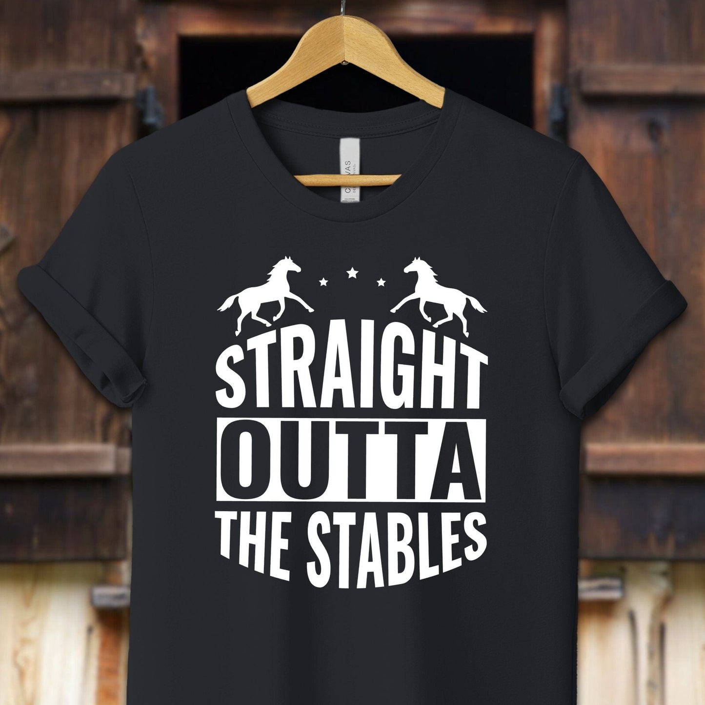 Unisex Shirt Adult T-Shirt / XS / Vintage Black Straight Outta The Stables Shirt