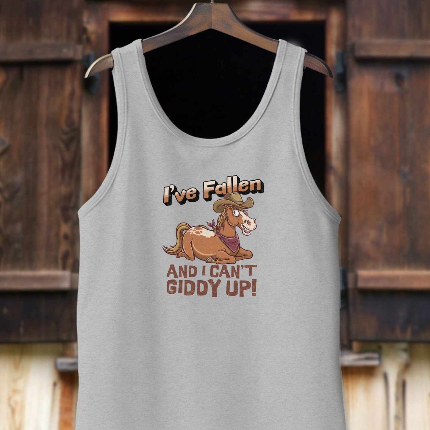 Unisex Shirt Adult Tank Top / Athletic Heather / XS I Can't Giddy Up Horse Shirt