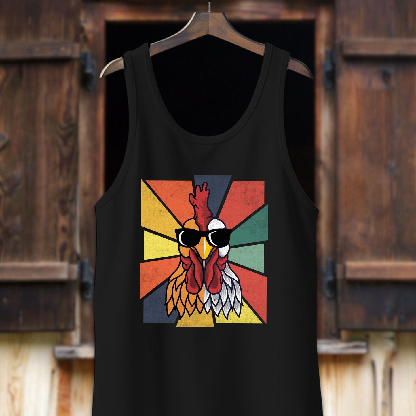 Unisex Shirt Adult Tank Top / XS / Black Cool Rooster Shirt