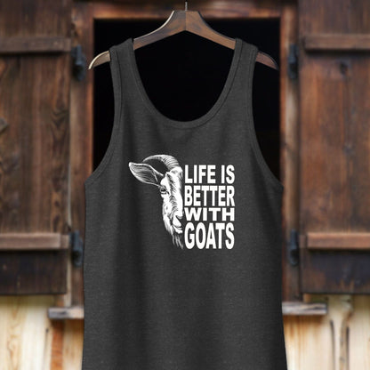 Unisex Shirt Adult Tank Top / XS / Dark Gray Heather Life Is Better With Goats Shirt