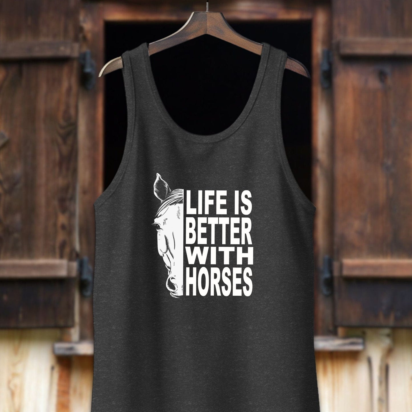 Unisex Shirt Adult Tank Top / XS / Dark Gray Heather Life Is Better With Horses Shirt