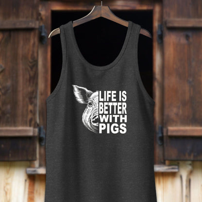 Unisex Shirt Adult Tank Top / XS / Dark Gray Heather Life is Better with Pigs Shirt