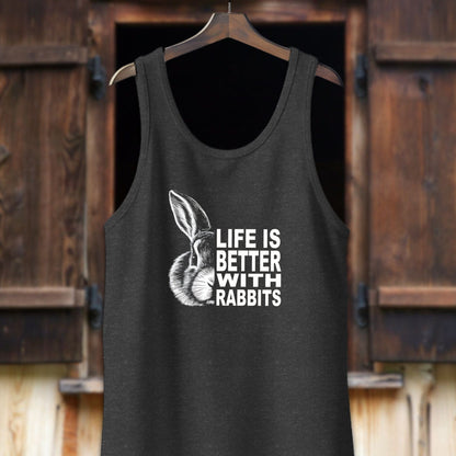 Unisex Shirt Adult Tank Top / XS / Dark Gray Heather Life Is Better With Rabbits Shirt