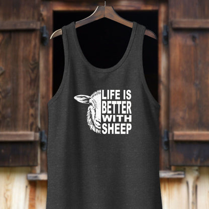 Unisex Shirt Adult Tank Top / XS / Dark Gray Heather Life Is Better With Sheep Shirt