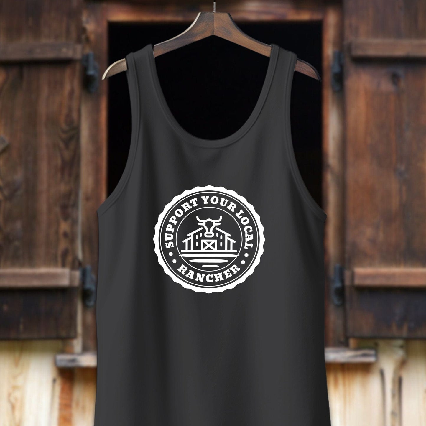 Unisex Shirt Adult Tank Top / XS / Dark Grey Support Your Local Rancher Shirt