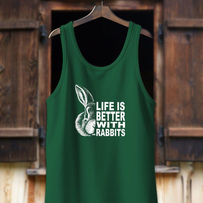 Unisex Shirt Adult Tank Top / XS / Kelly Life Is Better With Rabbits Shirt