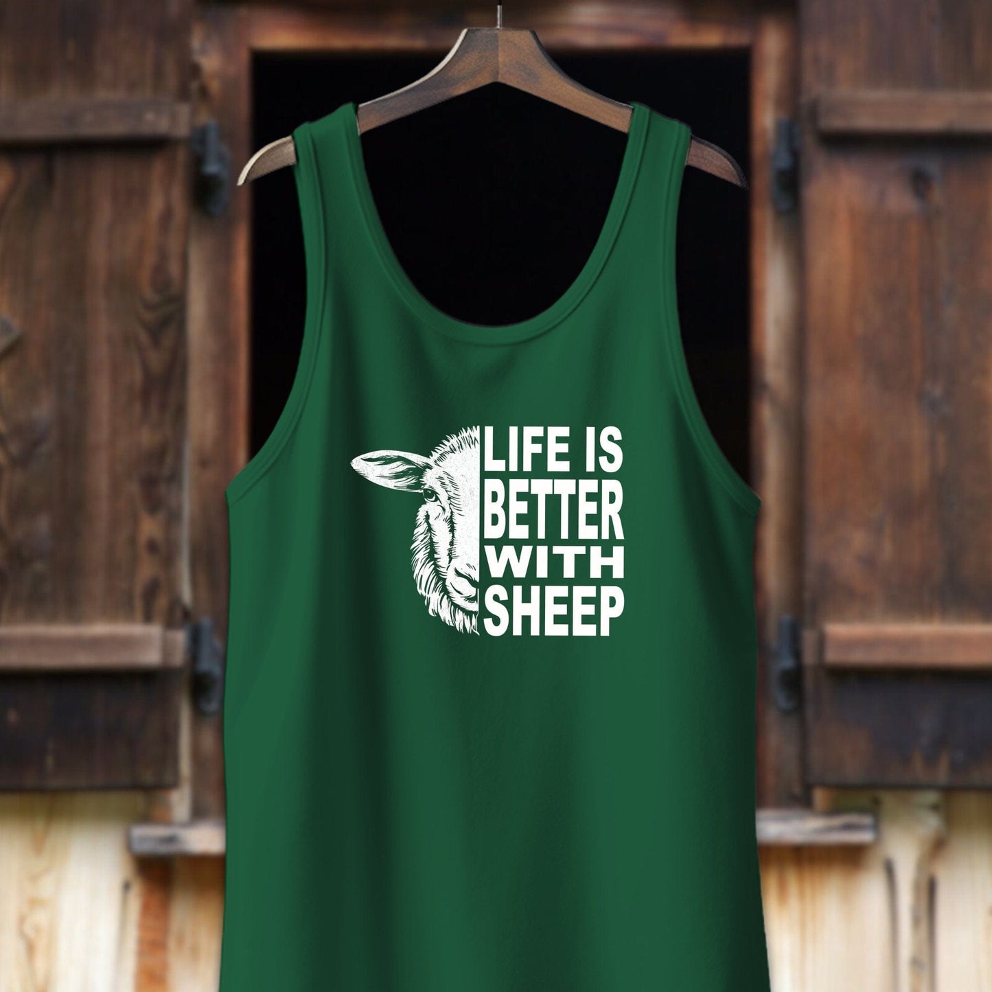 Unisex Shirt Adult Tank Top / XS / Kelly Life Is Better With Sheep Shirt