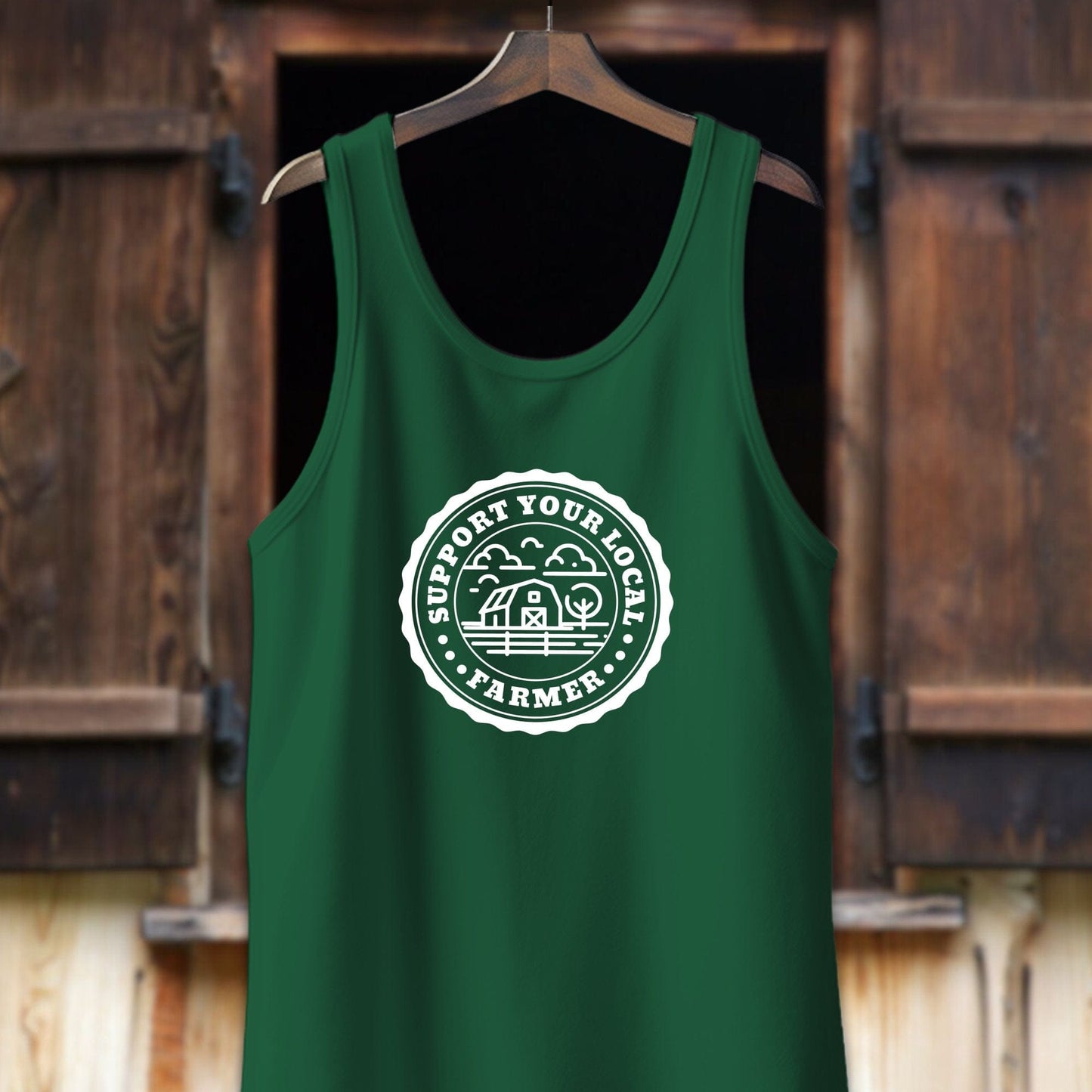 Unisex Shirt Adult Tank Top / XS / Kelly Support Your Local Farmer Shirt