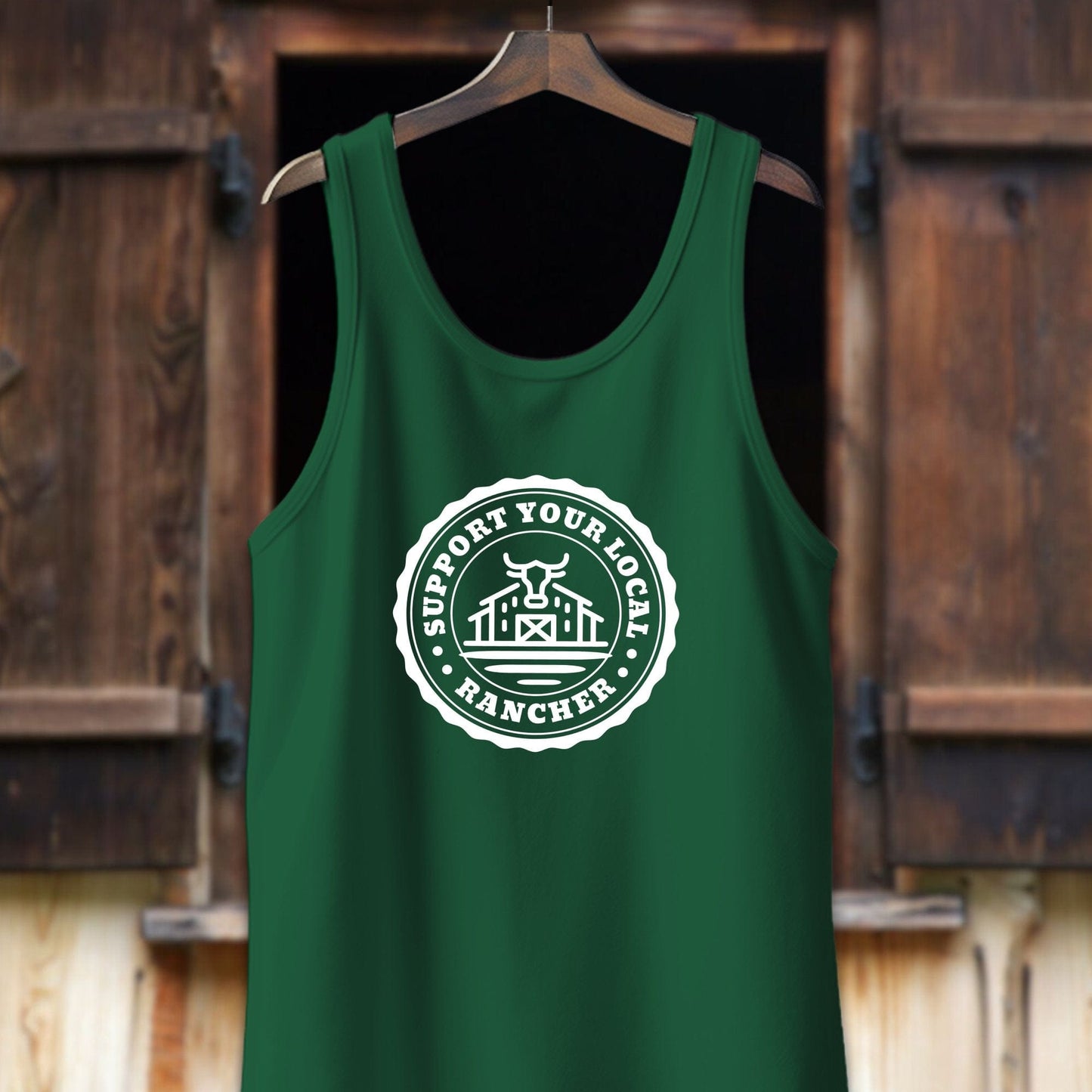 Unisex Shirt Adult Tank Top / XS / Kelly Support Your Local Rancher Shirt