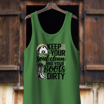 Unisex Shirt Adult Tank Top / XS / Leaf Clean Soul and Dirty Boots Shirt