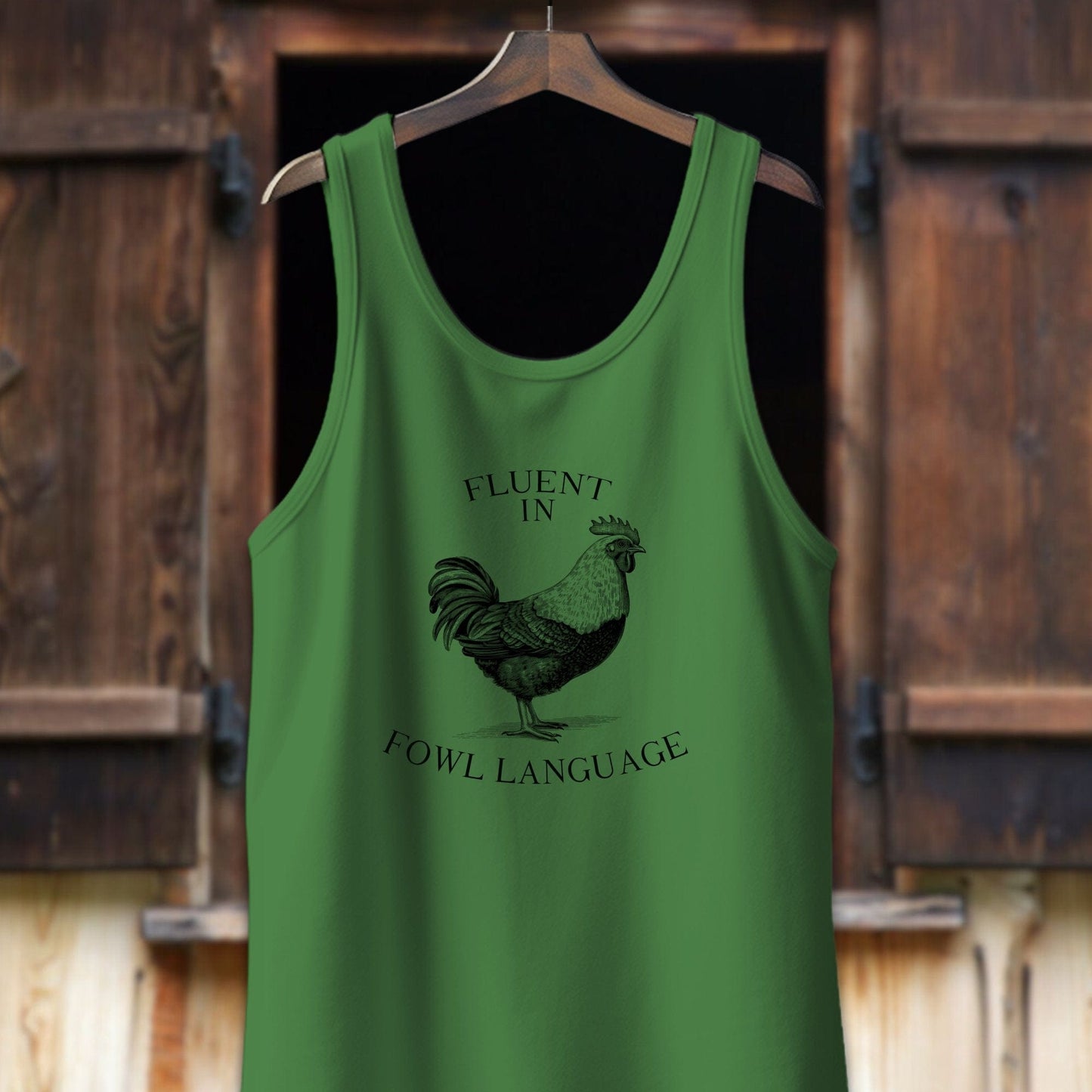 Unisex Shirt Adult Tank Top / XS / Leaf Fluent in Fowl Language Shirt