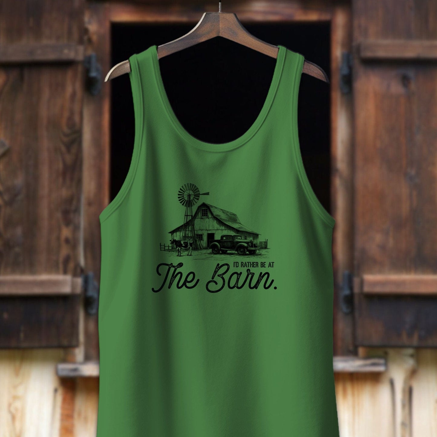 Unisex Shirt Adult Tank Top / XS / Leaf I'd Rather Be At The Barn Shirt