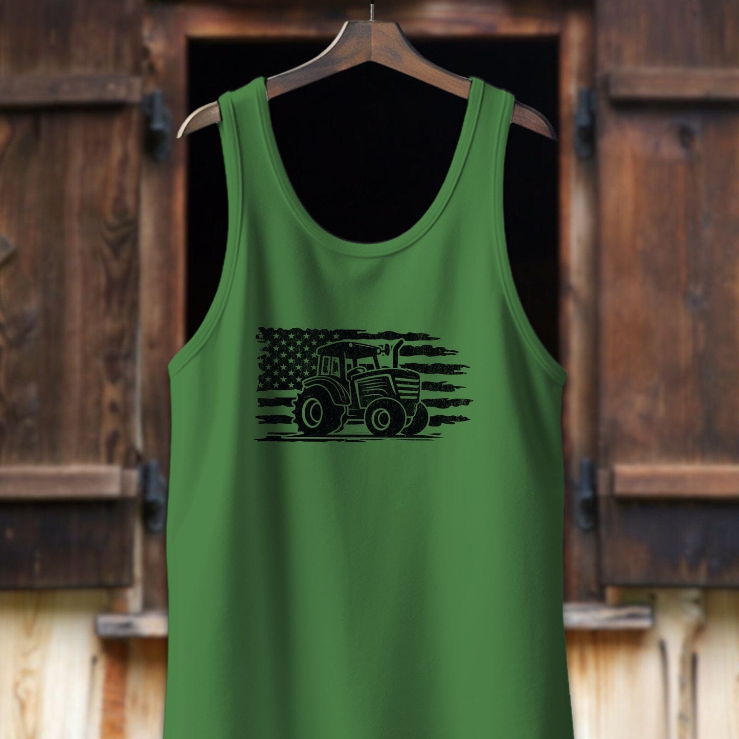 Unisex Shirt Adult Tank Top / XS / Leaf Vintage American Flag Tractor Shirt