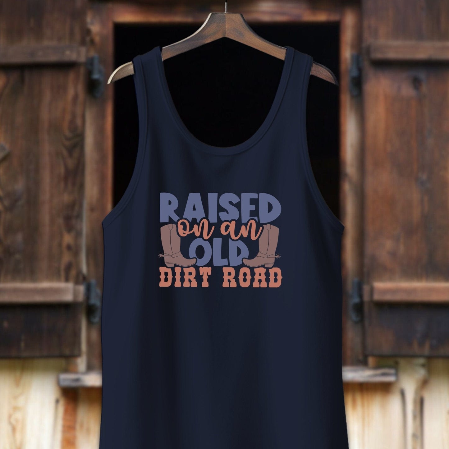 Unisex Shirt Adult Tank Top / XS / Navy Raised on an Old Dirt Road Shirt