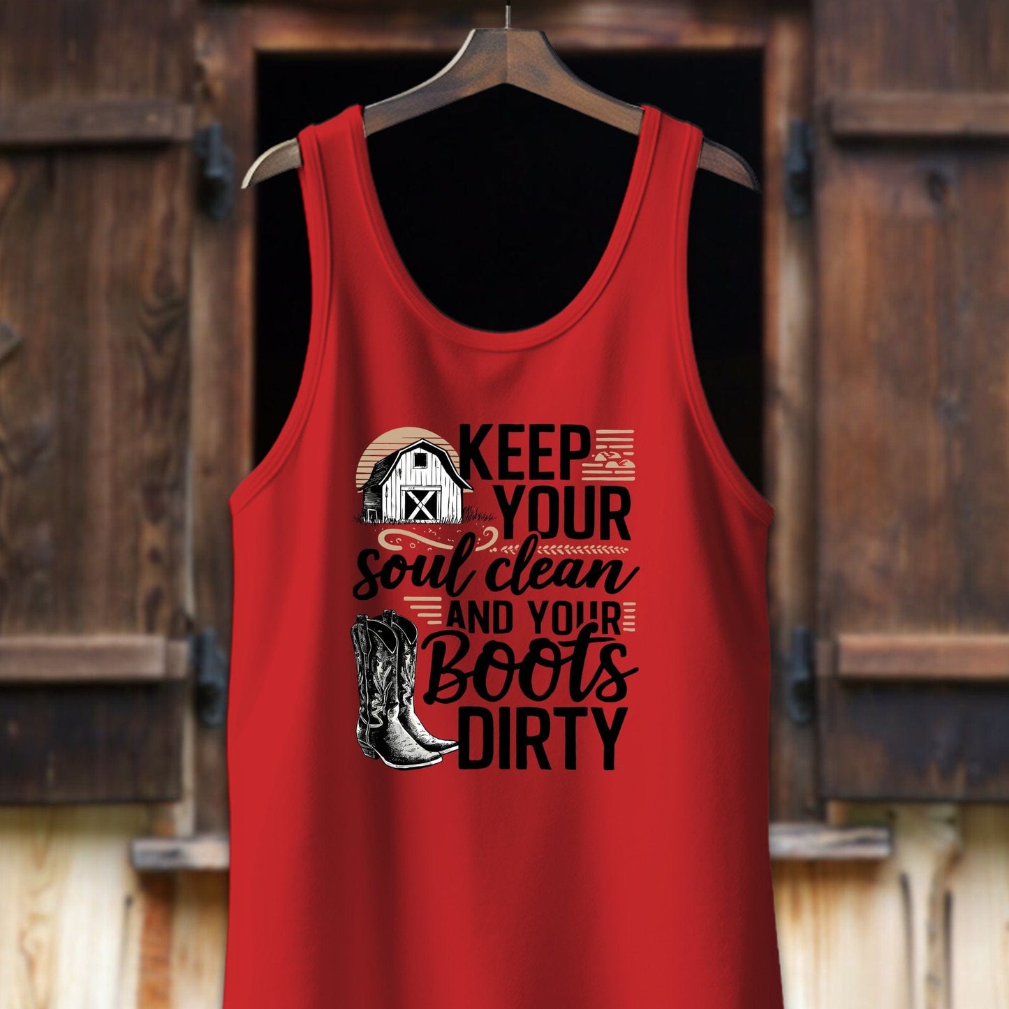 Unisex Shirt Adult Tank Top / XS / Red Clean Soul and Dirty Boots Shirt